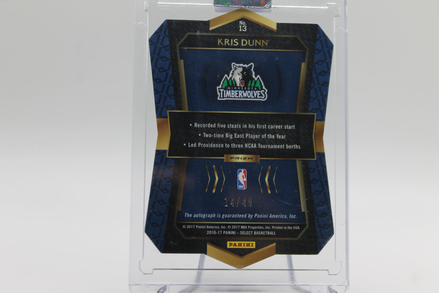 2016/17 KRIS DUNN DIE-CUT GOLD SCOPE AUTOGRAPH /49